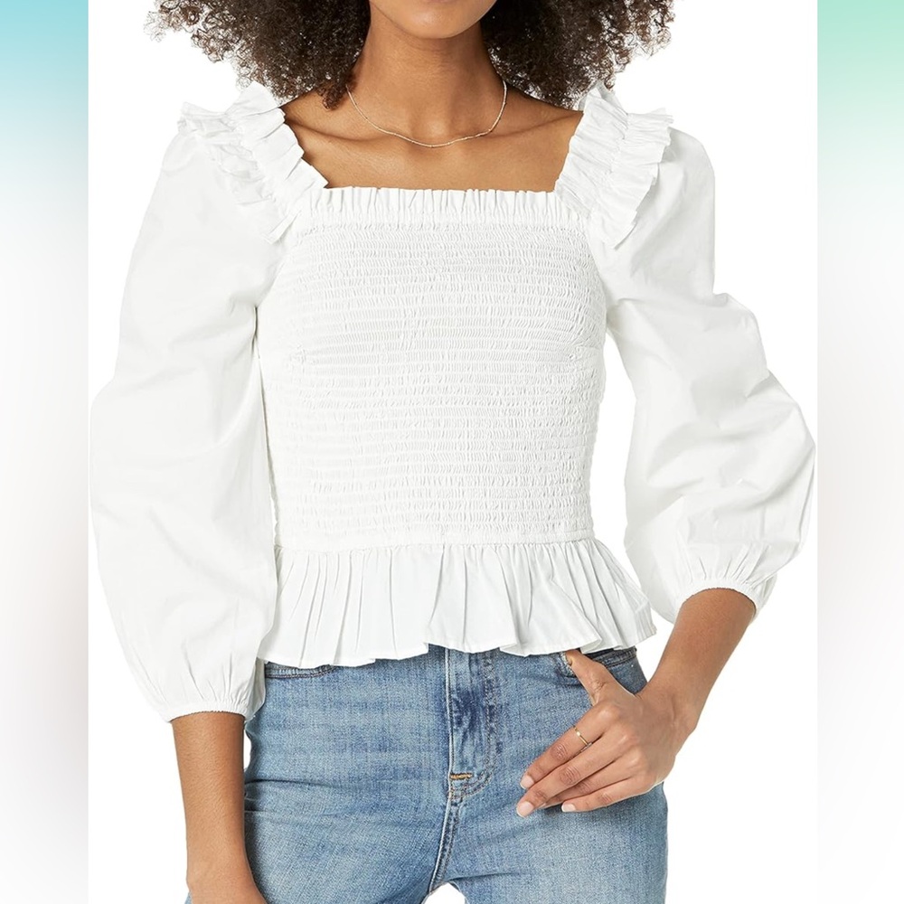White Smocked Women's Top